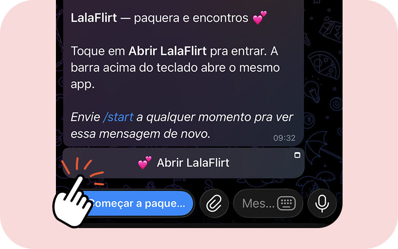 Toque em Começar a Paquerar